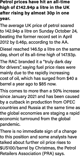 Petrol prices have hit an all-time high of  142 94p a litre in the UK after rising by almost 30p in one year  The ave   