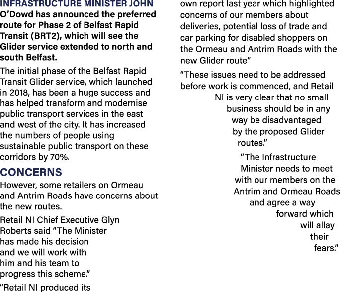 Infrastructure Minister John O’Dowd has announced the preferred route for Phase 2 of Belfast Rapid Transit (BRT2), wh...