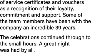 of service certificates and vouchers as a recognition of their loyalty, commitment and support. Some of the team memb...