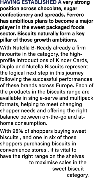 Having established a very strong position across chocolate, sugar confectionery and spreads, Ferrero has ambitious pl...