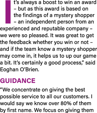 It s always a boost to win an award   but as this award is based on the findings of a mystery shopper   an independen   