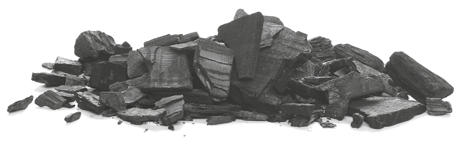 Pile black charcoal isolated on white background