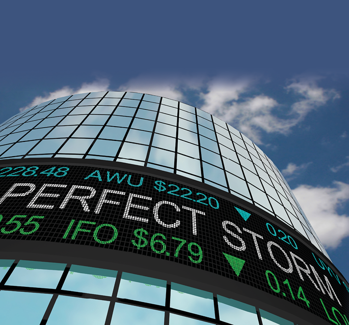 Perfect Storm Bad Poor Outlook Wall Street Stock Market 3d Illustration