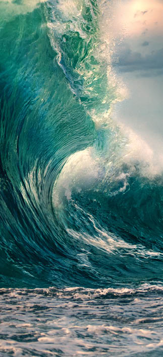 Huge ocean wave during storm  Sea water background in rough conditions