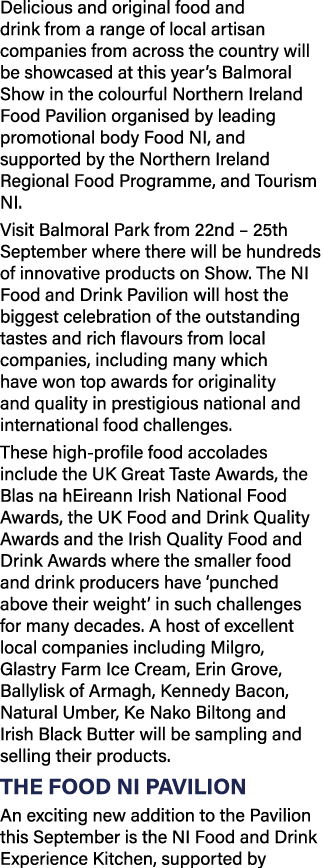 Delicious and original food and drink from a range of local artisan companies from across the country will be showcas   
