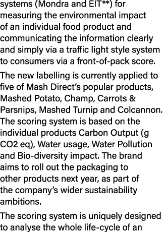 systems (Mondra and EIT**) for measuring the environmental impact of an individual food product and communicating the   