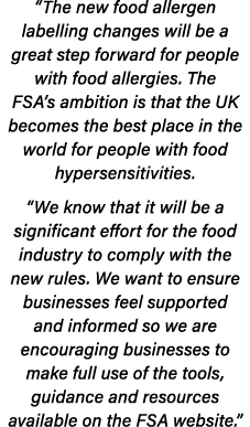  The new food allergen labelling changes will be a great step forward for people with food allergies  The FSA s ambit   