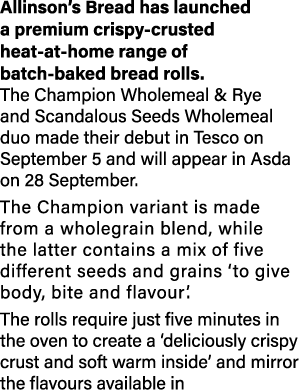 Allinson s Bread has launched a premium crispy-crusted heat-at-home range of batch-baked bread rolls  The Champion Wh   