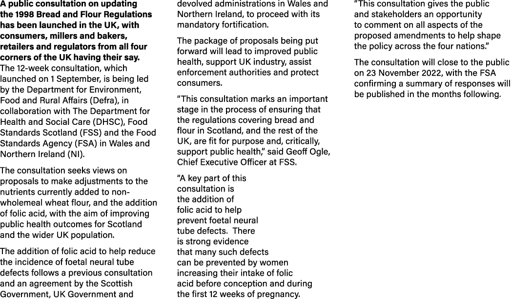 A public consultation on updating the 1998 Bread and Flour Regulations has been launched in the UK, with consumers, m   
