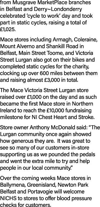 from Musgrave MarketPlace branches in Belfast and Derry Londonderry celebrated  cycle to work  day and took part in s   