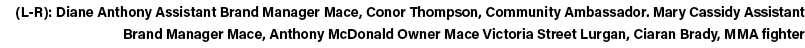 (L-R): Diane Anthony Assistant Brand Manager Mace, Conor Thompson, Community Ambassador  Mary Cassidy Assistant Brand   