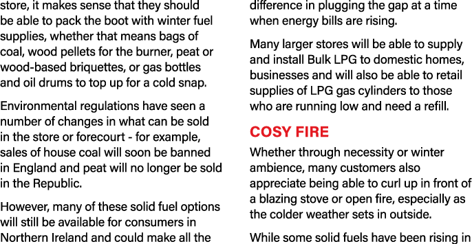 store, it makes sense that they should be able to pack the boot with winter fuel supplies, whether that means bags of   