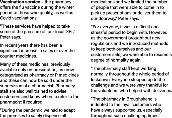 Vaccination service   the pharmacy offers the flu vaccine during the winter period to those who qualify, as well as C   