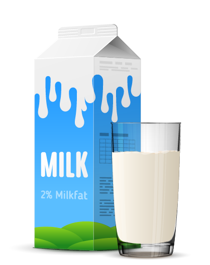 Cow milk carton and milk cup isolated on white background  Qualitative vector illustration for milk, food service, dairy, beverages, gastronomy, health food, etc  It has transparency, blending modes, gradients