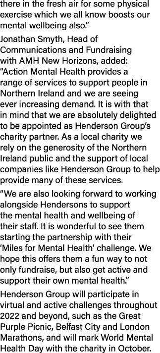 there in the fresh air for some physical exercise which we all know boosts our mental wellbeing also   Jonathan Smyth   