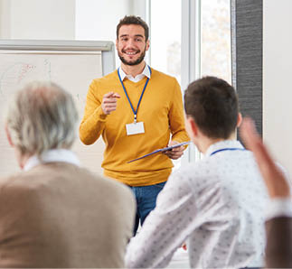 Busines teman in consulting seminar discussing new ideas