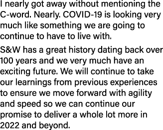 I nearly got away without mentioning the C-word  Nearly  COVID-19 is looking very much like something we are going to   