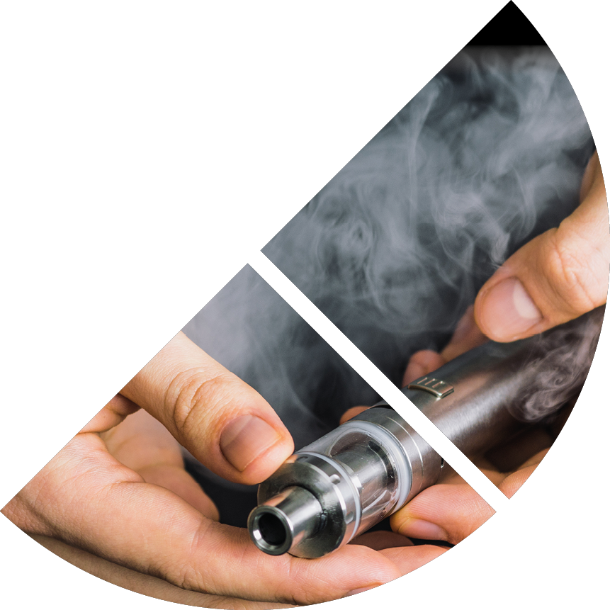 vape device at cloud of vapor background  Vape concept, toned Man hand shows vape device at cloud of vapor background  Vape co