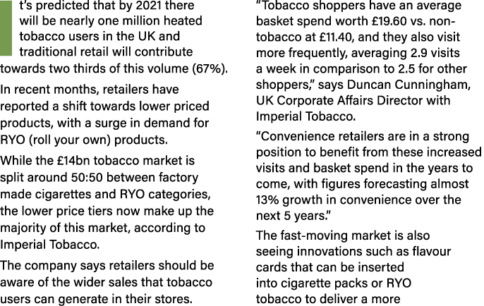 It s predicted that by 2021 there will be nearly one million heated tobacco users in the UK and traditional retail wi   