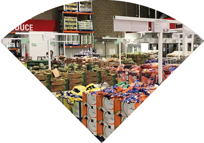 FOLSOM, CALIFORNIA, USA - OCT 3, 2017: Costco wholesale warehouse shopping aisle for fruits a members only club 