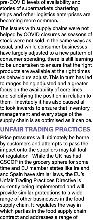 pre-COVID levels of availability and stories of supermarkets chartering ships and other logistics enterprises are bec   