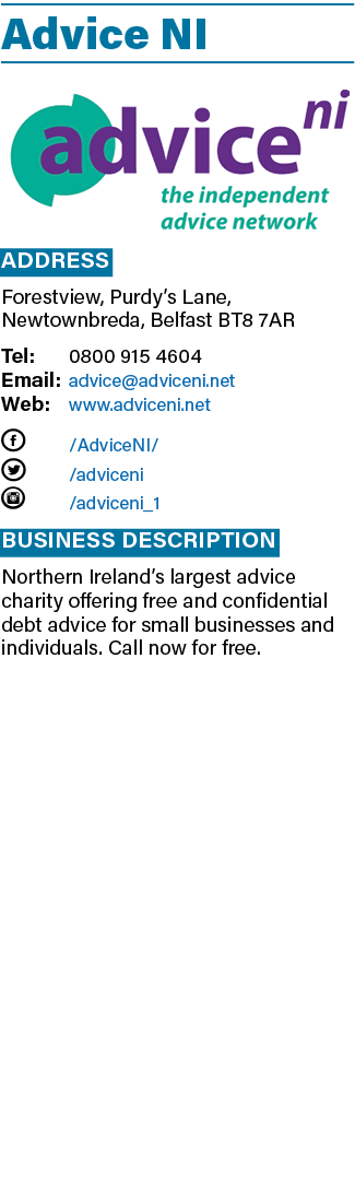 Advice NI  Address Forestview, Purdy s Lane, Newtownbreda, Belfast BT8 7AR Tel: 0800 915 4604 Email: advice adviceni    