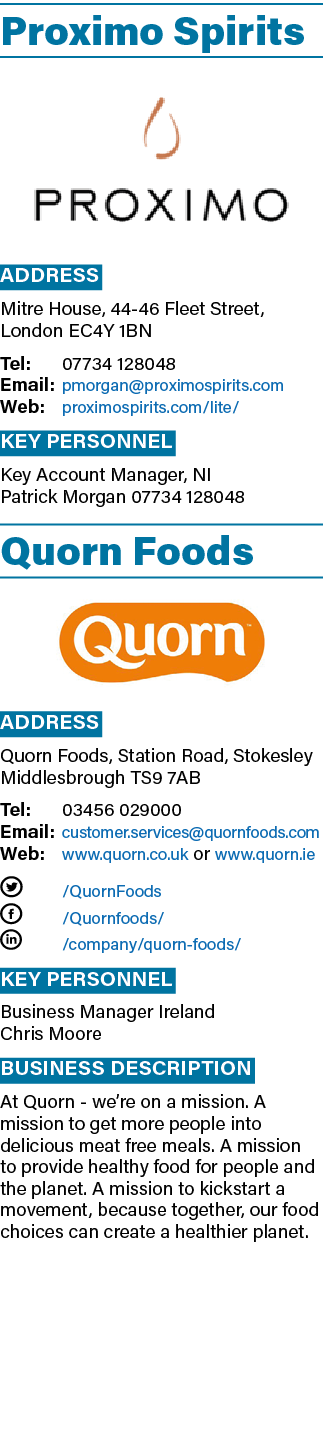 Proximo Spirits  Address Mitre House, 44-46 Fleet Street, London EC4Y 1BN Tel: 07734 128048 Email: pmorgan proximospi   