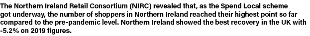 The Northern Ireland Retail Consortium (NIRC) revealed that, as the Spend Local scheme got underway, the number of sh   
