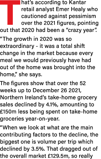 That s according to Kantar retail analyst Emer Healy who cautioned against pessimism over the 2021 figures, pointing    