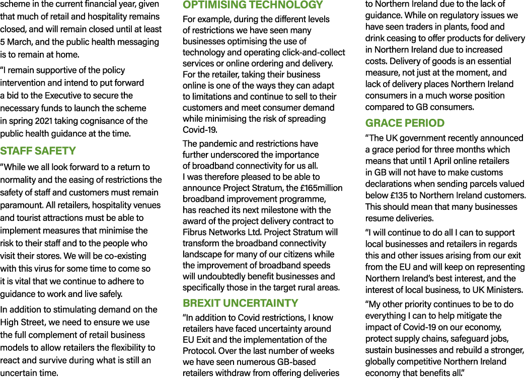 scheme in the current financial year, given that much of retail and hospitality remains closed, and will remain close   