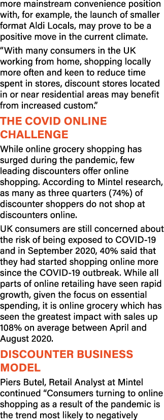 more mainstream convenience position with, for example, the launch of smaller format Aldi Locals, may prove to be a p   