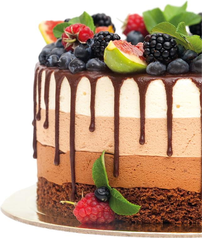 cake with fresh berries isolated on white background