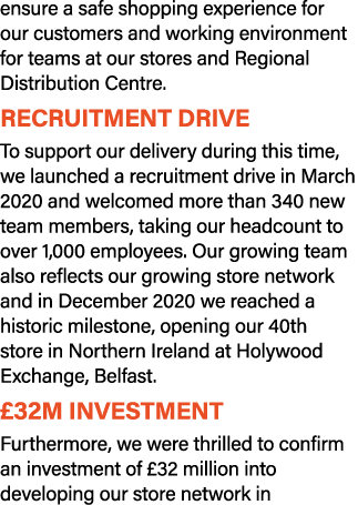 ensure a safe shopping experience for our customers and working environment for teams at our stores and Regional Dist   