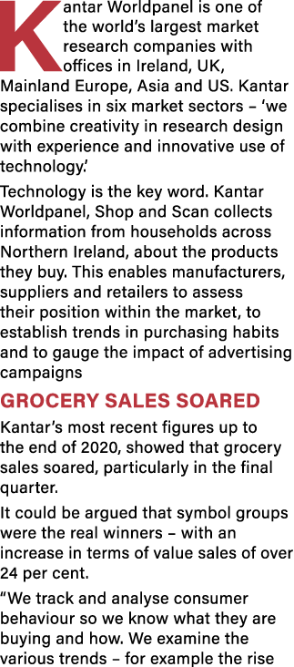 Kantar Worldpanel is one of the world s largest market research companies with offices in Ireland, UK, Mainland Europ   