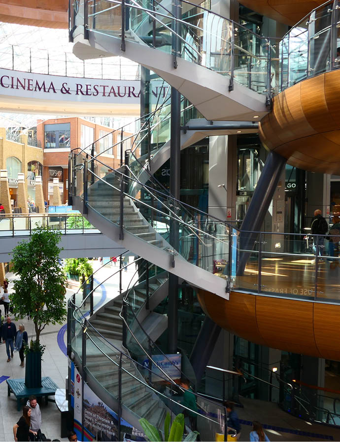 BELFAST, NORTHERN IRELAND â   JUNE 02, 2019: The interior area of the Victoria Square Shopping Centre