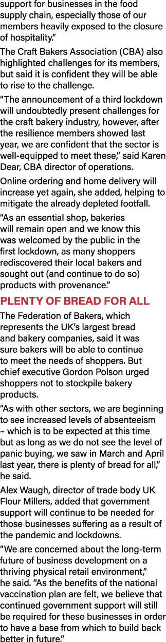 support for businesses in the food supply chain, especially those of our members heavily exposed to the closure of ho   