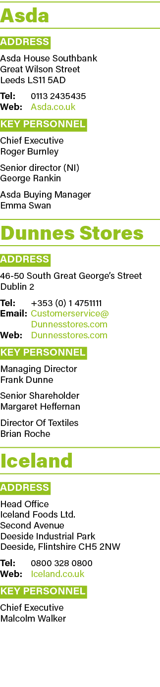 Asda Address Asda House Southbank Great Wilson Street Leeds Ls11 5ad Tel: 0113 2435435 Web: Asda co uk Key Personnel    