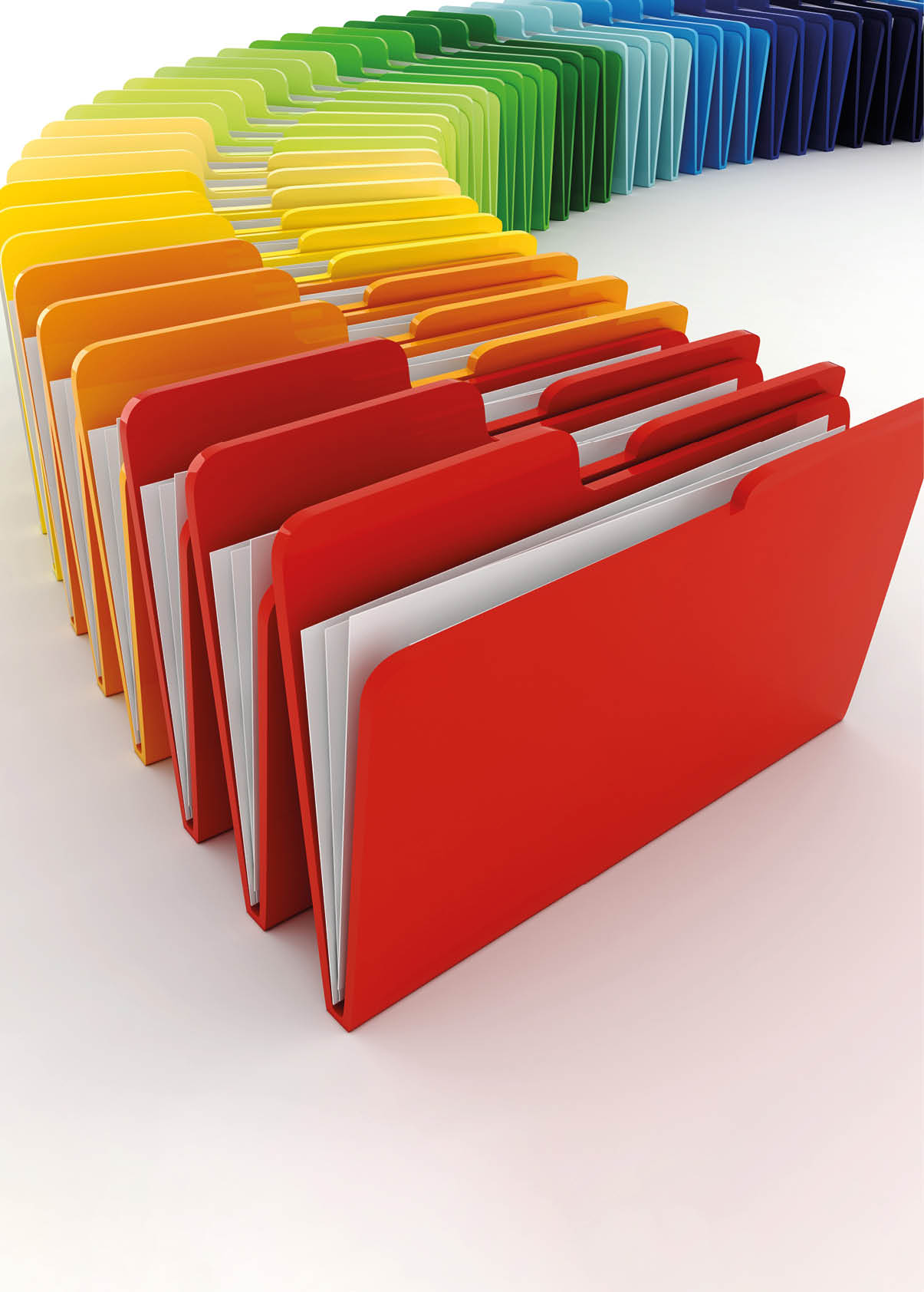 3d colorfull folders, on white background