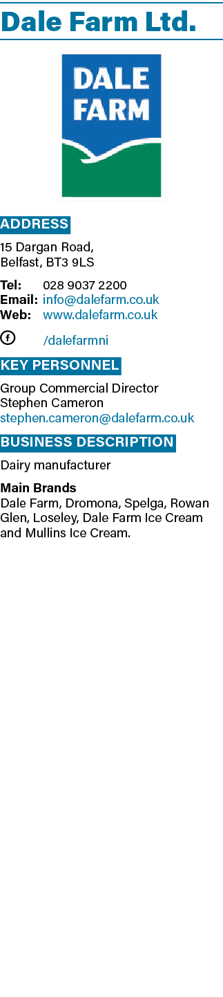 Dale Farm Ltd   Address 15 Dargan Road, Belfast, BT3 9LS Tel: 028 9037 2200 Email: info dalefarm co uk Web: www dalef   