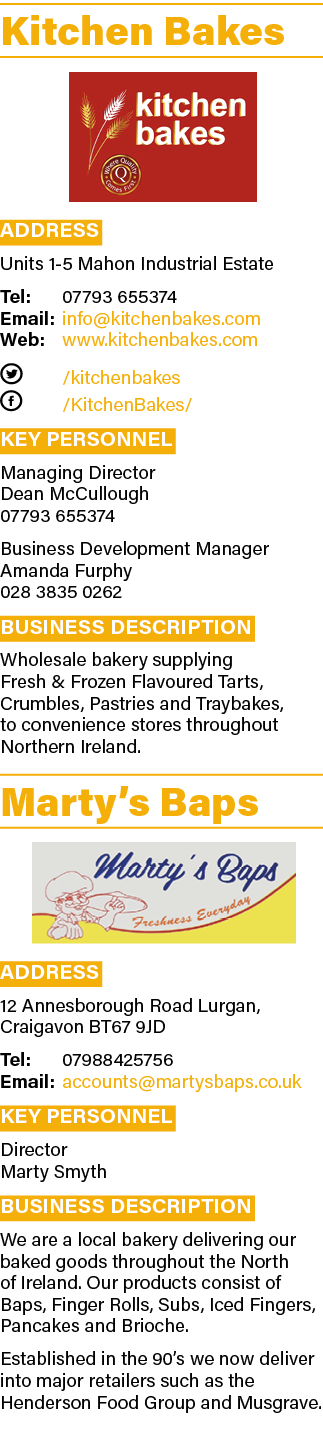 Kitchen Bakes  Address Units 1-5 Mahon Industrial Estate Tel: 07793 655374 Email: info kitchenbakes com Web: www kitc   