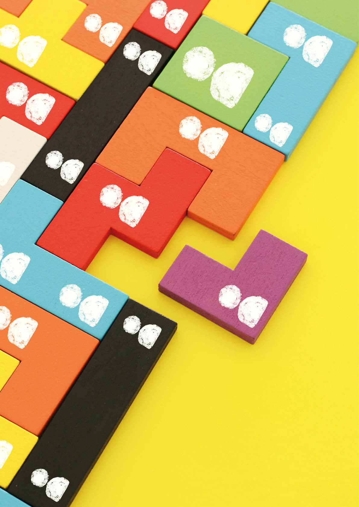 image of tangram puzzle blocks with people icons over wooden table ,human resources and management concept