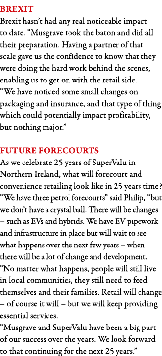 Brexit Brexit hasn t had any real noticeable impact to date   Musgrave took the baton and did all their preparation     