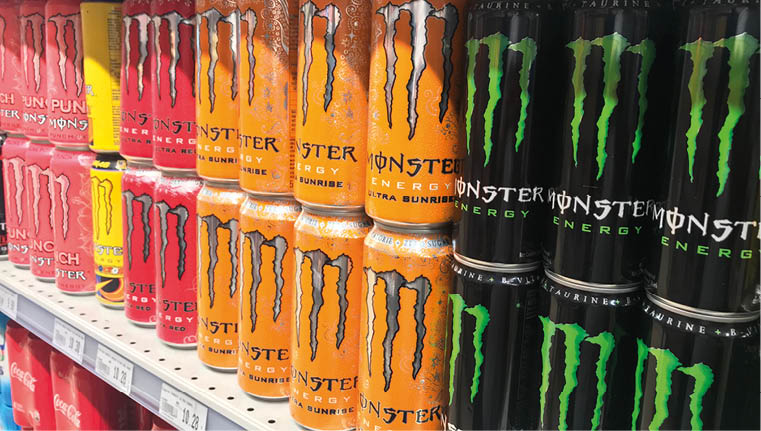 IPOH, MALAYSIA - SEPTEMBER 29, 2018 : The monster energy drinks on the shelf in supermarket 