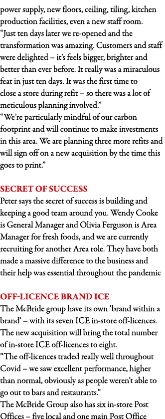 power supply, new floors, ceiling, tiling, kitchen production facilities, even a new staff room   Just ten days later   