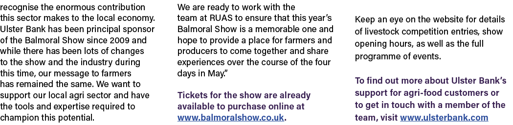 recognise the enormous contribution this sector makes to the local economy. Ulster Bank has been principal sponsor of...