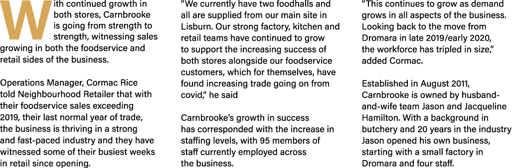 With continued growth in both stores, Carnbrooke is going from strength to strength, witnessing sales growing in both...
