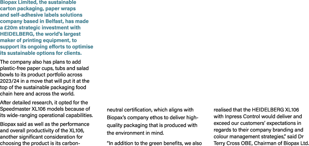 Biopax Limited, the sustainable carton packaging, paper wraps and self adhesive labels solutions company based in Bel...