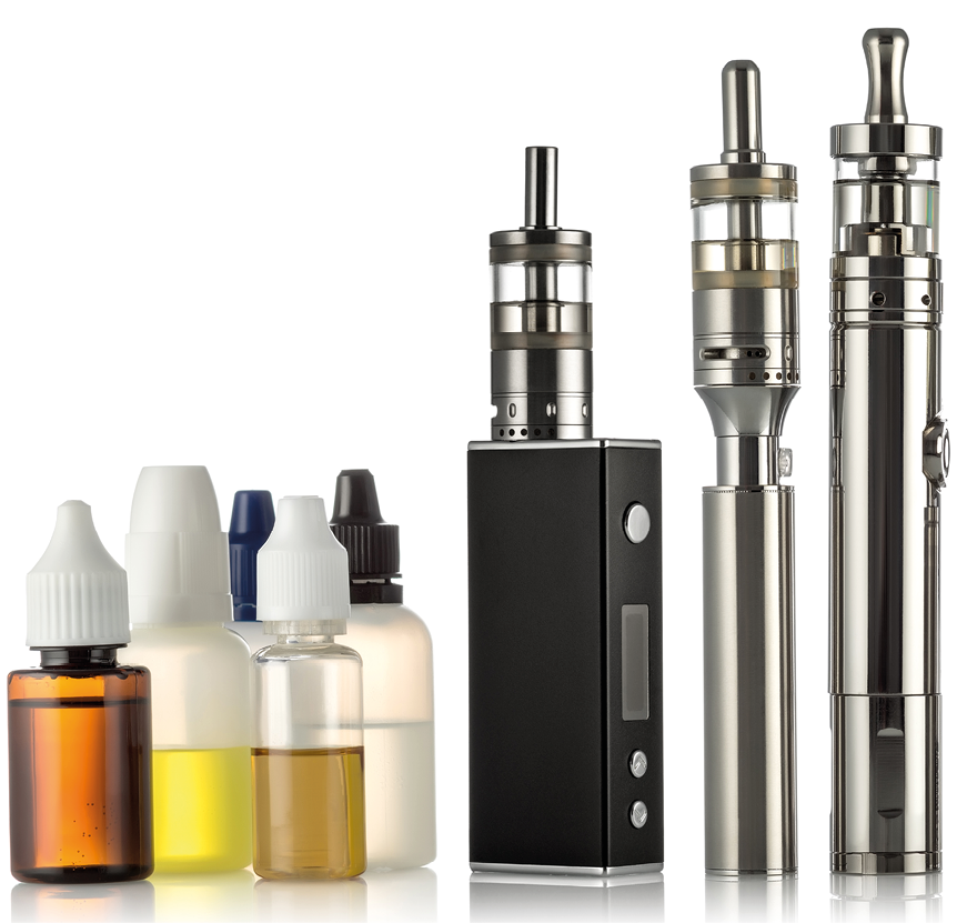 electronic cigarettes collection isolated on white