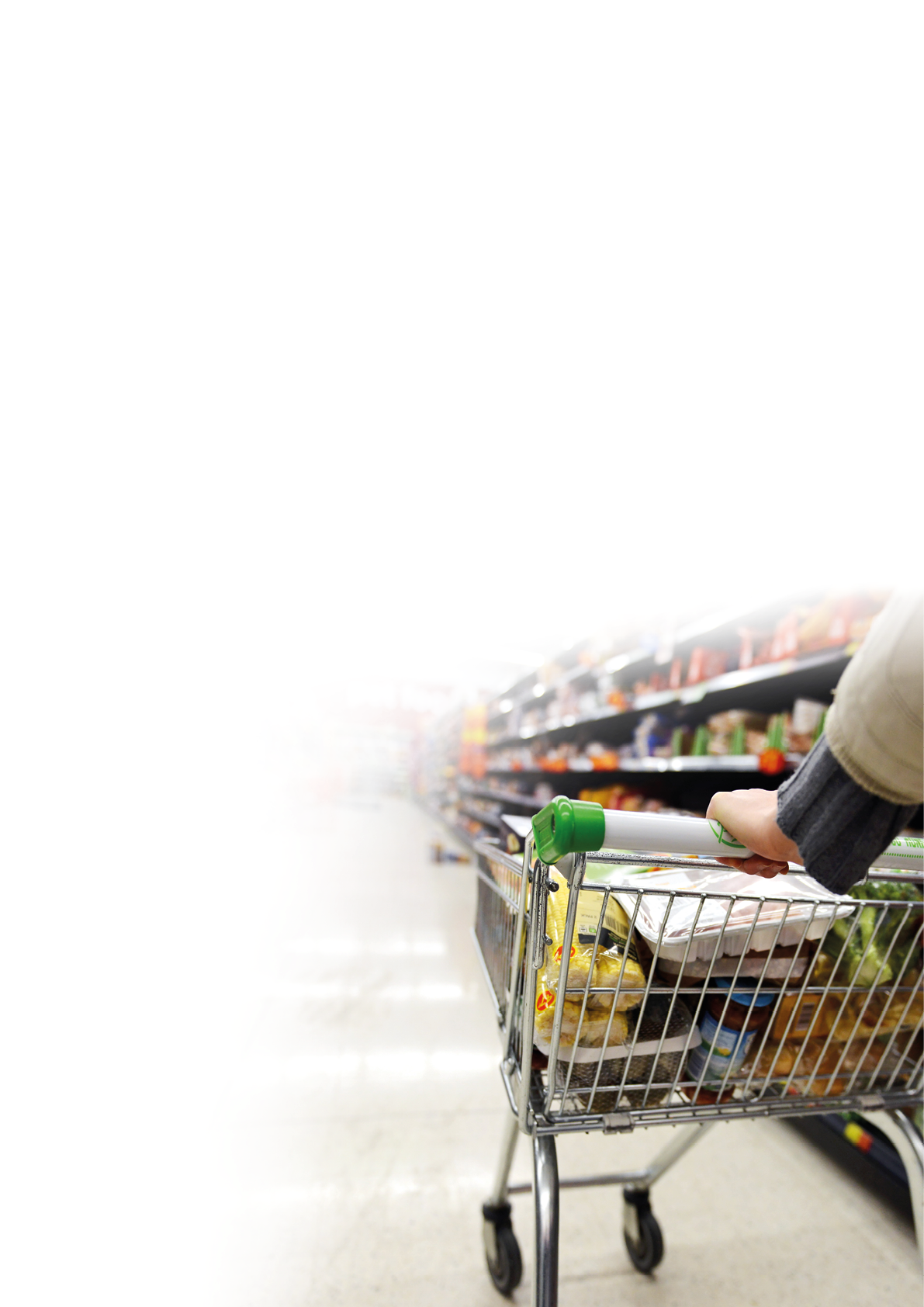 London, UK - August 18, 2014: A shopper pushes a trolley along an aisle in an Asda supermarket. American company Walmart owns Asda, which is UK's largest retail chain after Tesco with 568 stores.