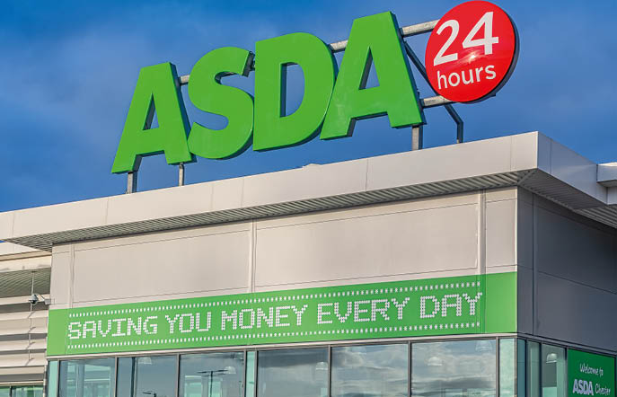 CHESTER, UNITED KINGDOM - DECEMBER 25th, 2019: Asda supermarket store front